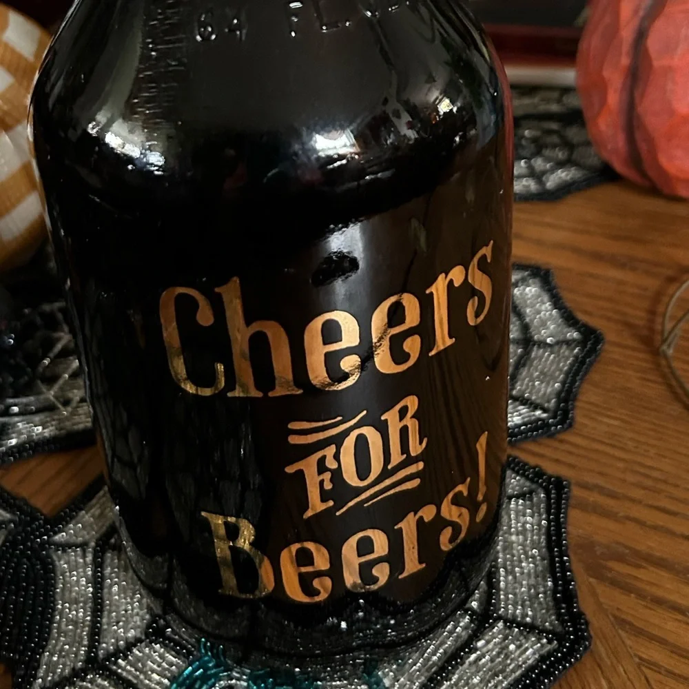 Vintage Brown Glass Bottle CHEERS FOR BEERS
